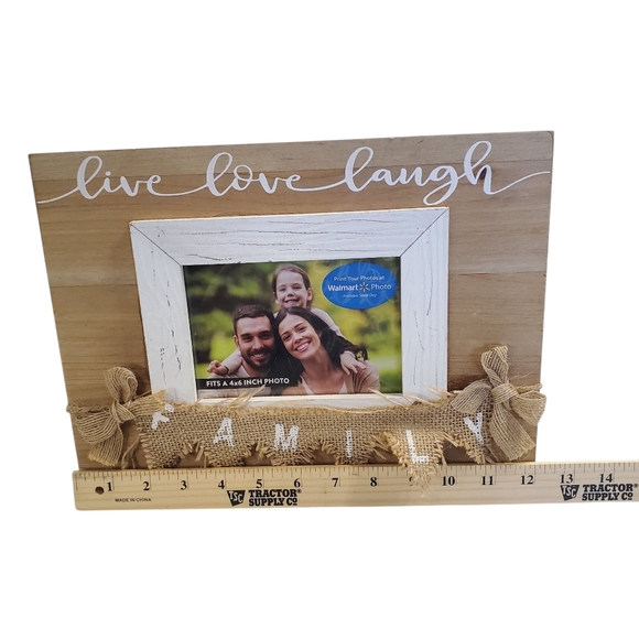 Live Love Laugh Wooden Picture Frame with Burlap Accents - Picture 3 of 8